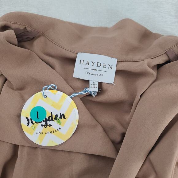 Hayden LA pleated ladies trench Duster brown Size Small NWT Boho chic Fall - Picture 12 of 12